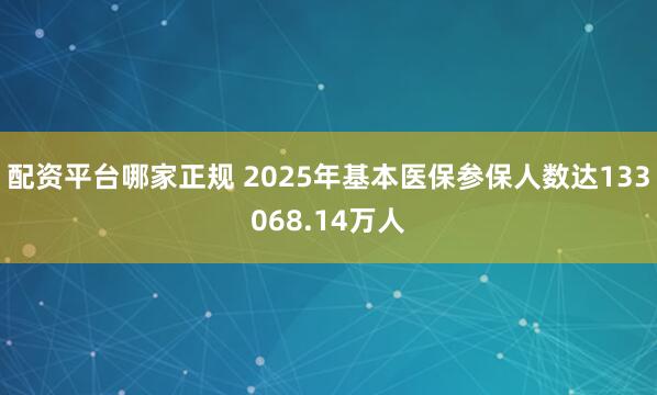 配资平台哪家正规 2025年基本医保参保人数达133068.14万人